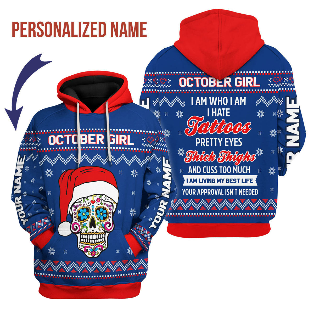 YMskins Personalized Hoodie October Girl I Am Who I Am All Over Printed
