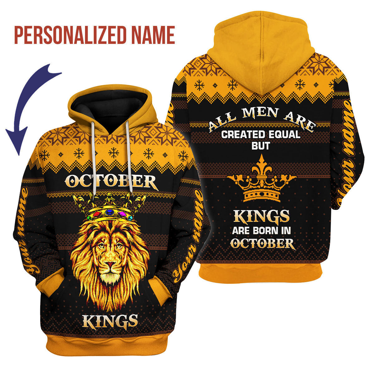 YMskins Personalized Hoodie October King All Over Printed