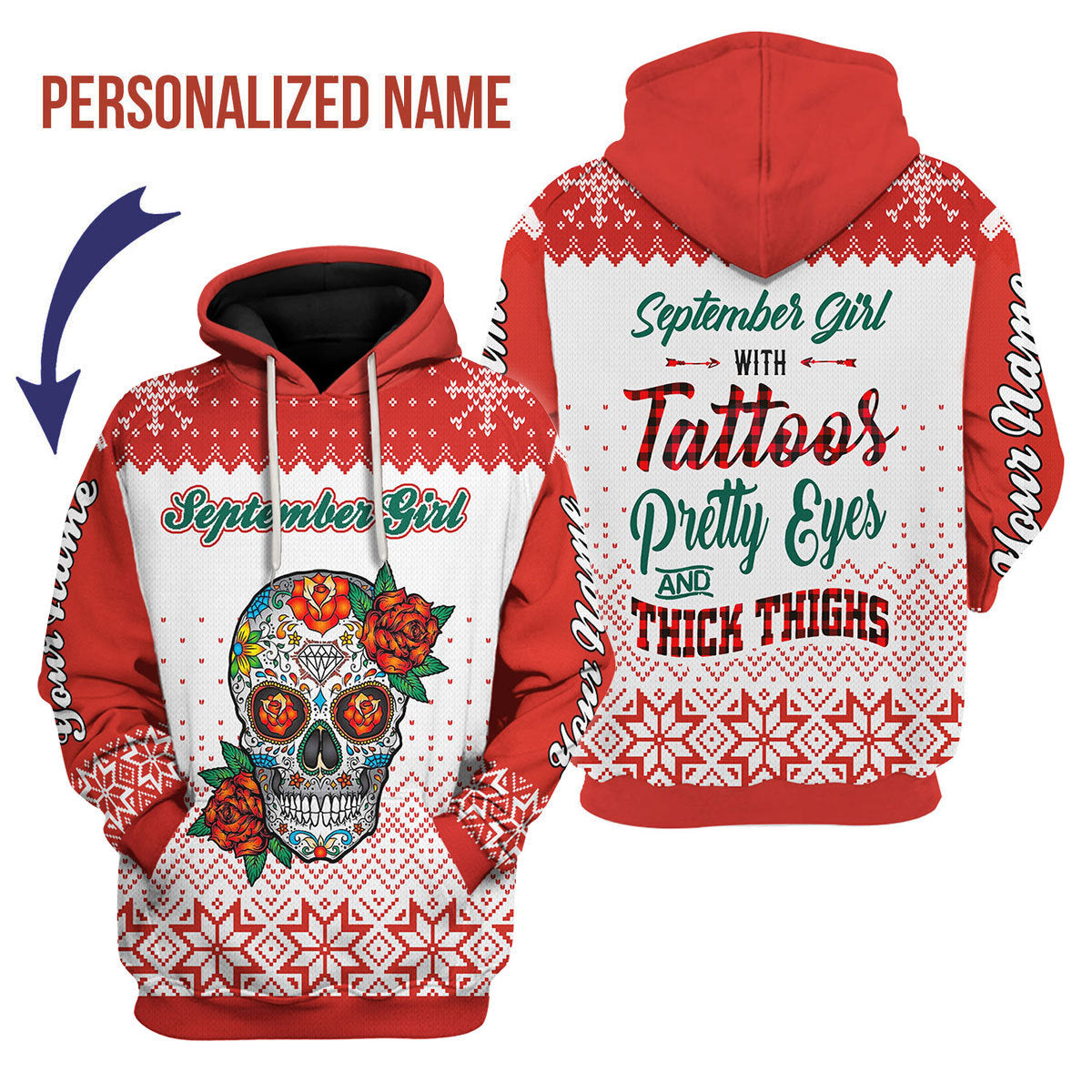 YMskins Personalized Hoodie September Girl All Over Printed