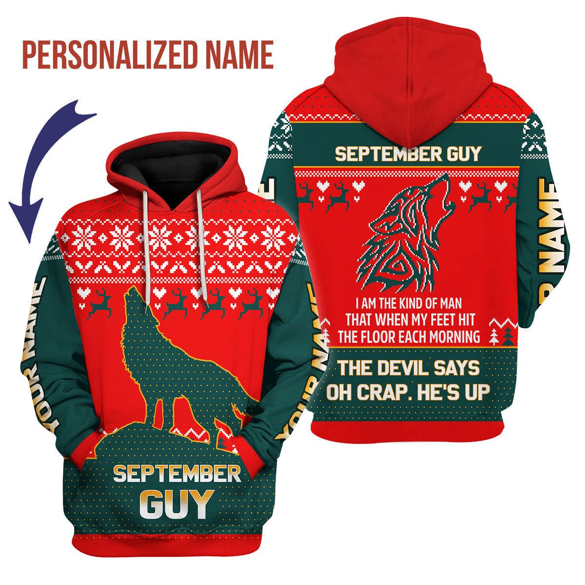 YMskins Personalized Hoodie September Guy All Over Printed