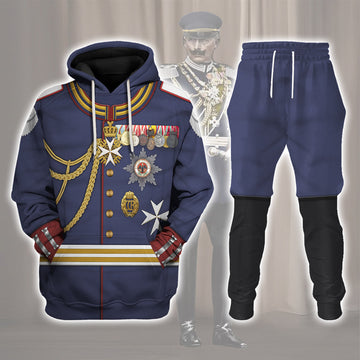 YMskins Kaiser Wilhelm II Military Uniform German Emperor Costume Hoodie Sweatshirt T-Shirt Tracksuit Historical American-Inspired Apparel