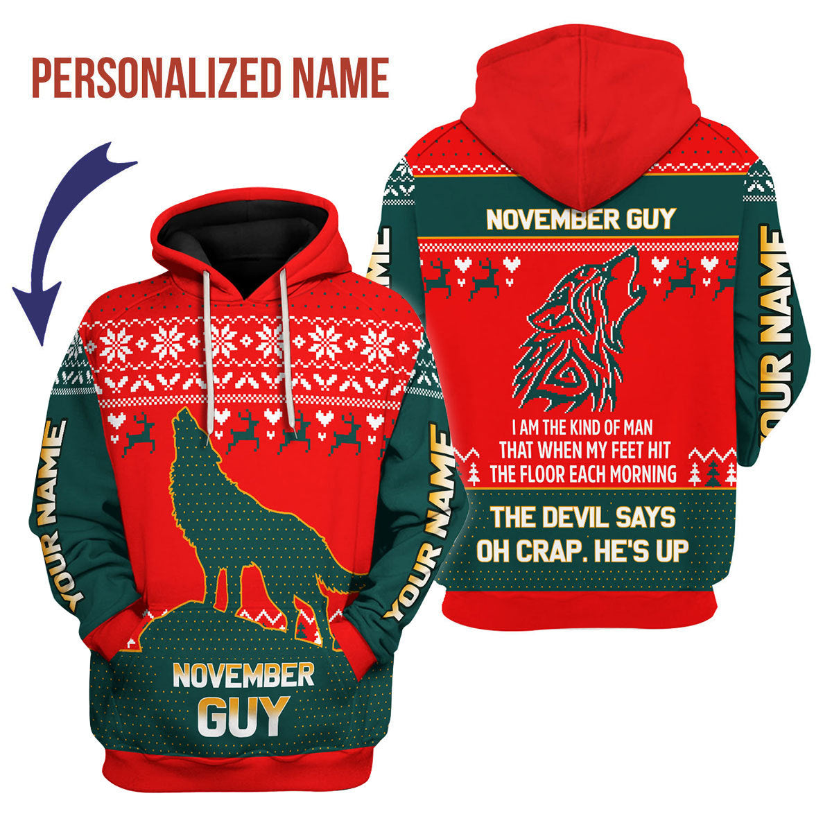 YMskins Personalized Hoodie November Guy All Over Printed