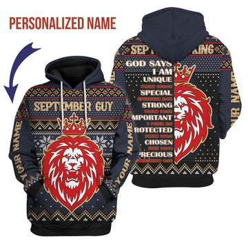 YMskins Personalized Name Hoodie September Guy All Over Printed