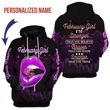 YMskins Personalized Hoodie I'm A February Girl All Over Printed