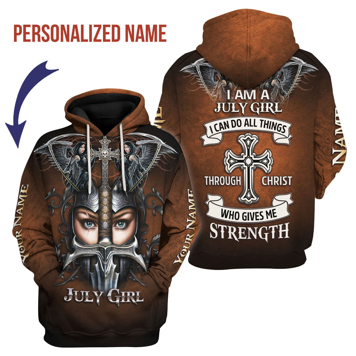 YMskins Personalized Hoodie July Girl All Over Printed