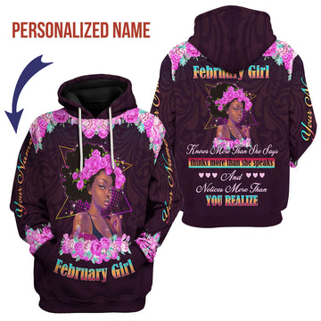 YMskins Personalized Hoodie February Girl All Over Printed