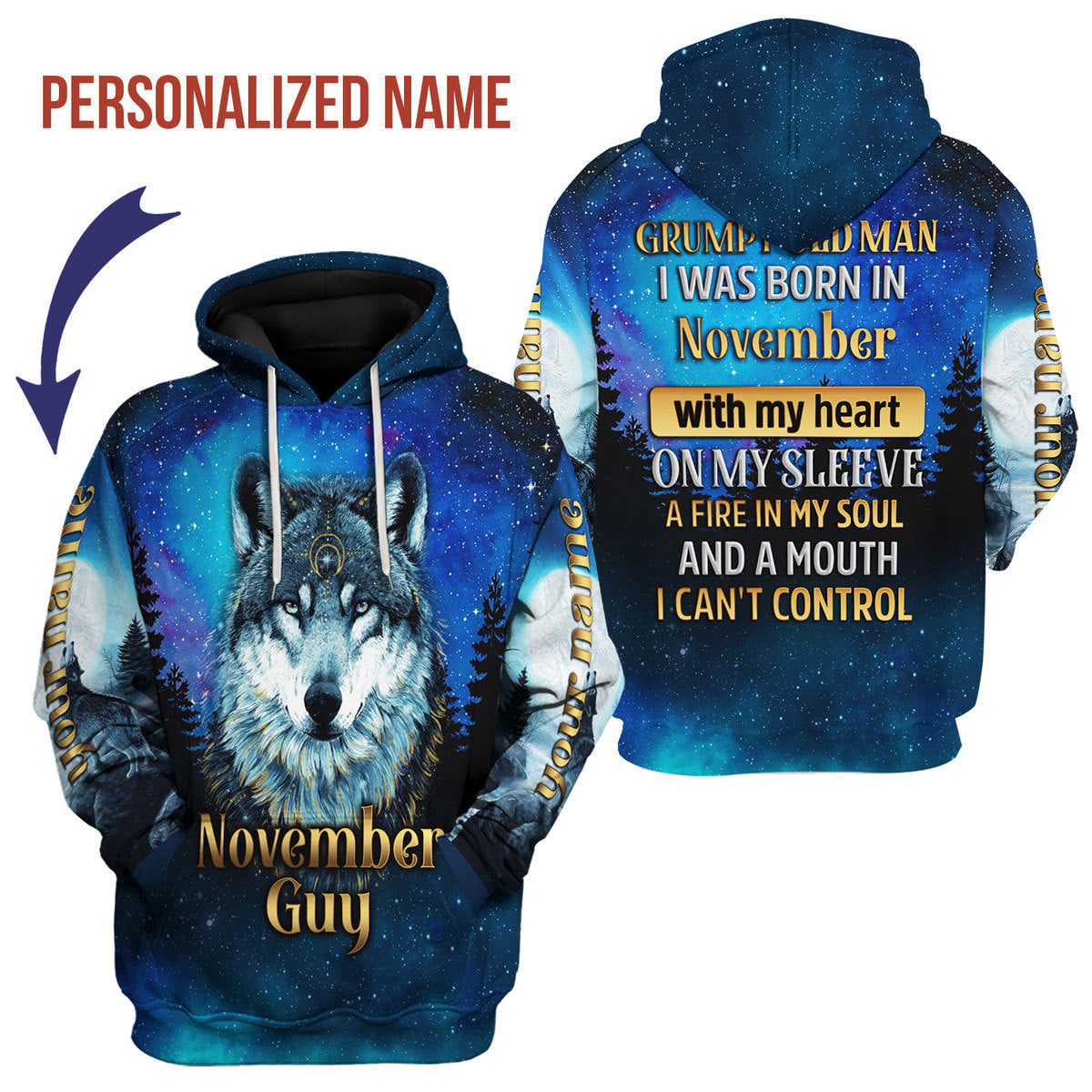 YMskins Personalized Zip Hoodie I Was Born In November All Over Printed