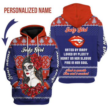 YMskins Personalized Hoodie July Girl All Over Printed