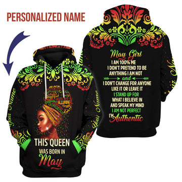YMskins Personalized Hoodie May Girl I Am 100% Me All Over Printed