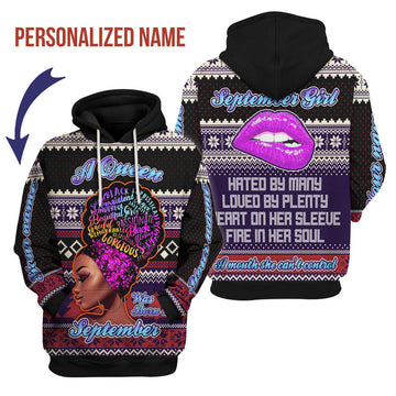 YMskins Personalized Hoodie A Queen Was Born In September All Over Printed