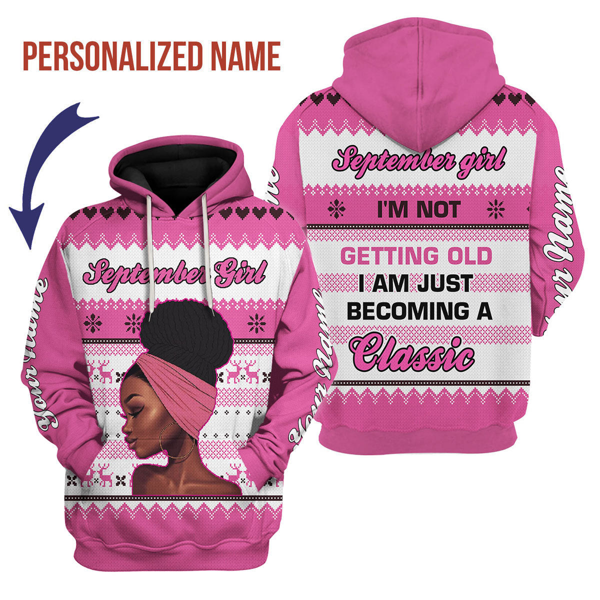 YMskins Personalized Hoodie September Girl All Over Printed