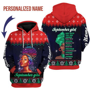 YMskins Personalized Hoodie September Girl All Over Printed