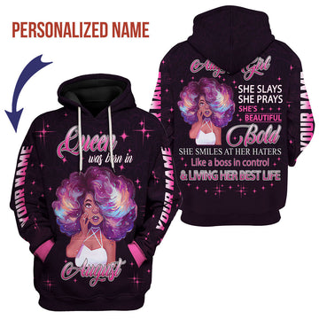 YMskins Personalized Hoodie August Girl She's Beautiful Bold All Over Printed