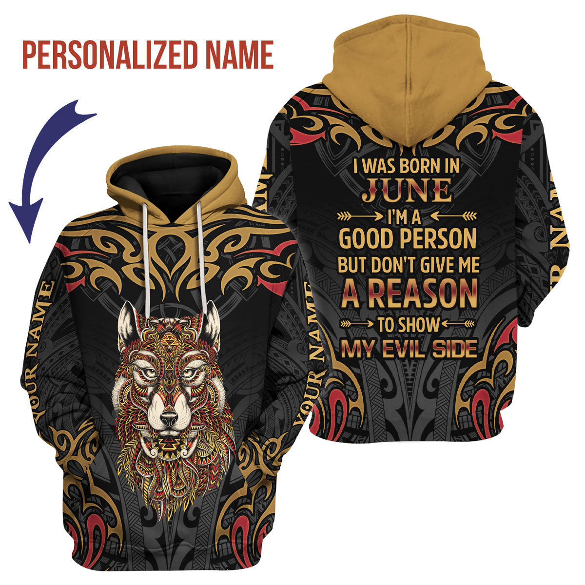 YMskins Personalized Hoodie June Guy All Over Printed
