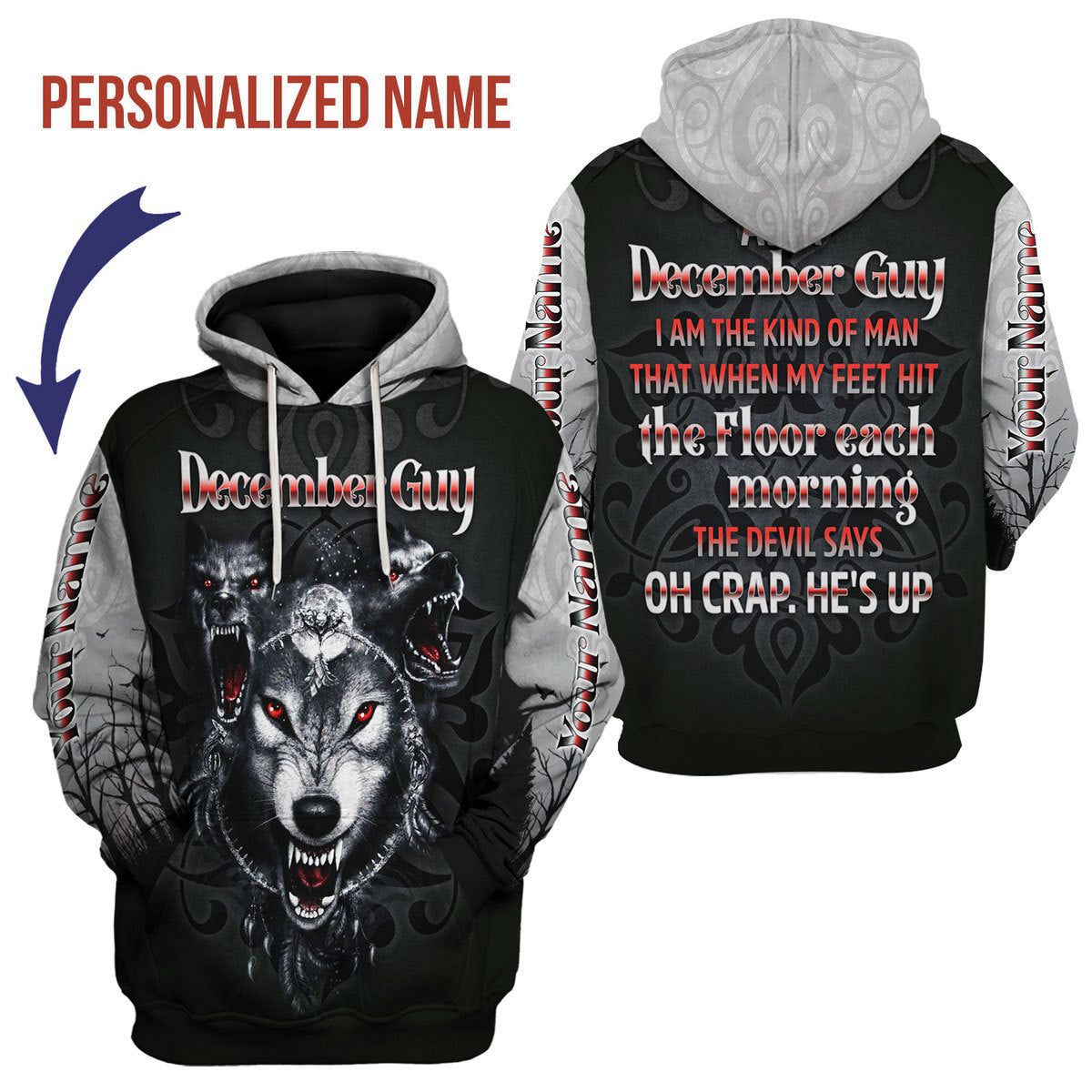 YMskins Personalized Hoodie December Guy All Over Printed