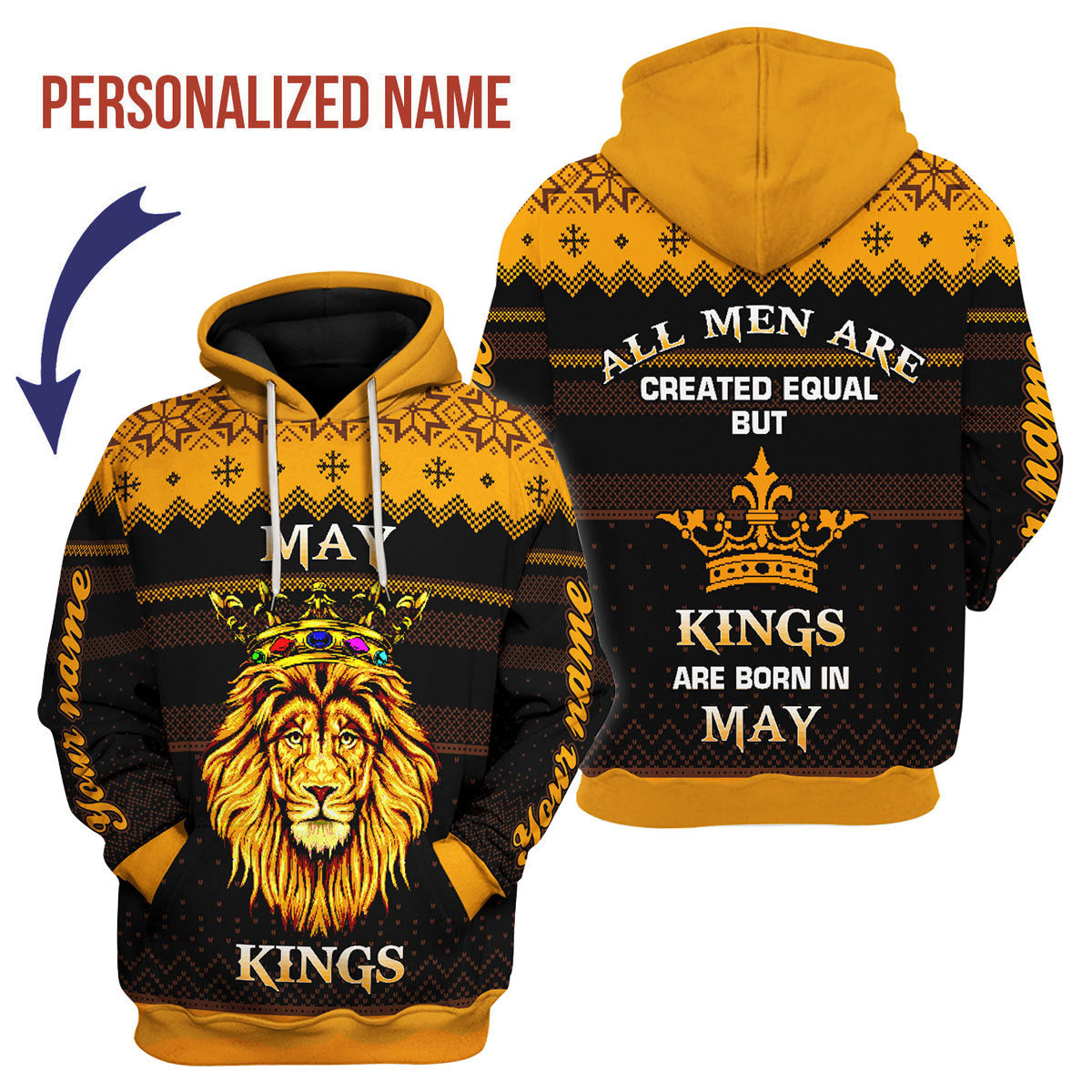 YMskins Personalized Hoodie May Guy Kings Are Born In May All Over Printed