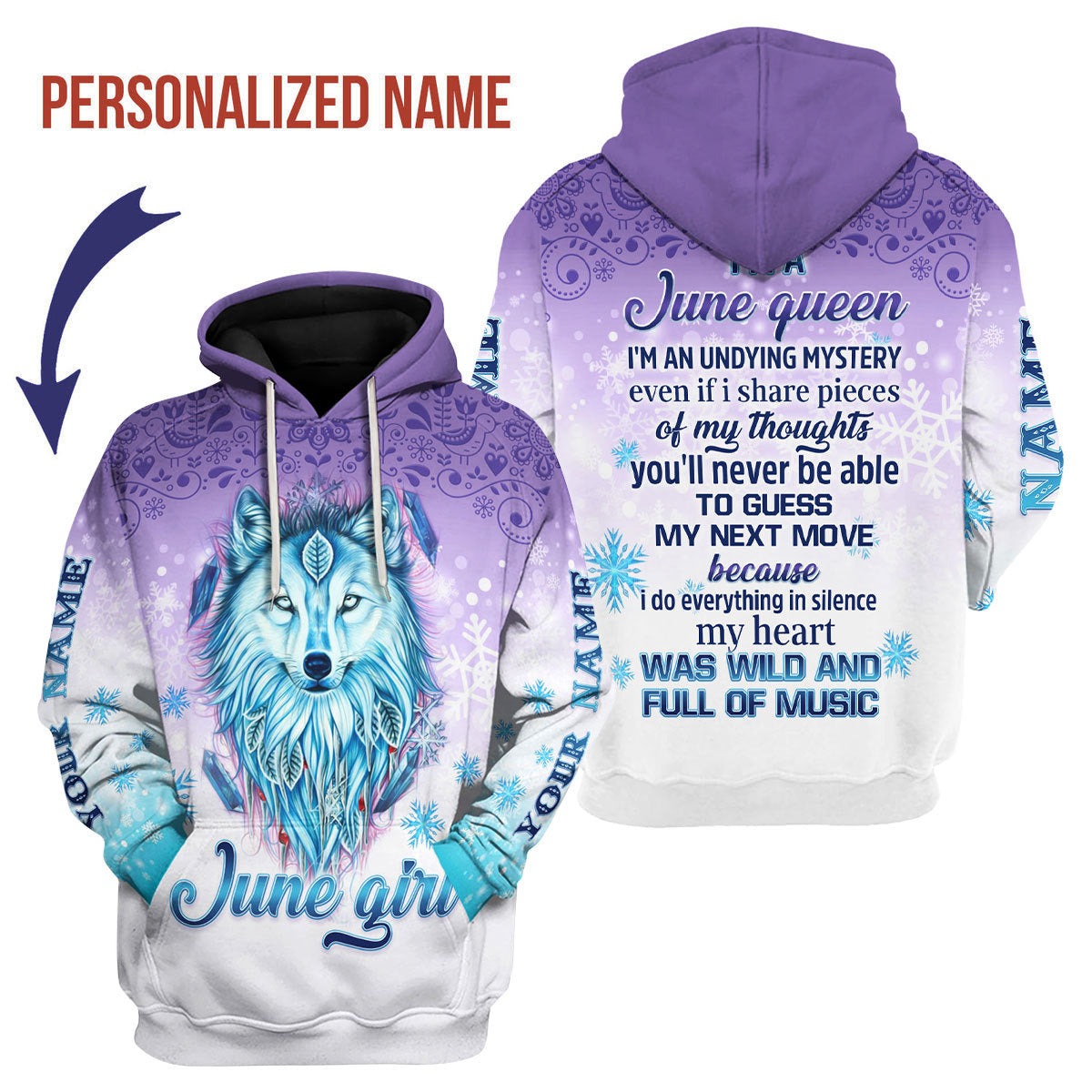 YMskins Personalized Hoodie I'm A June Queen All Over Printed