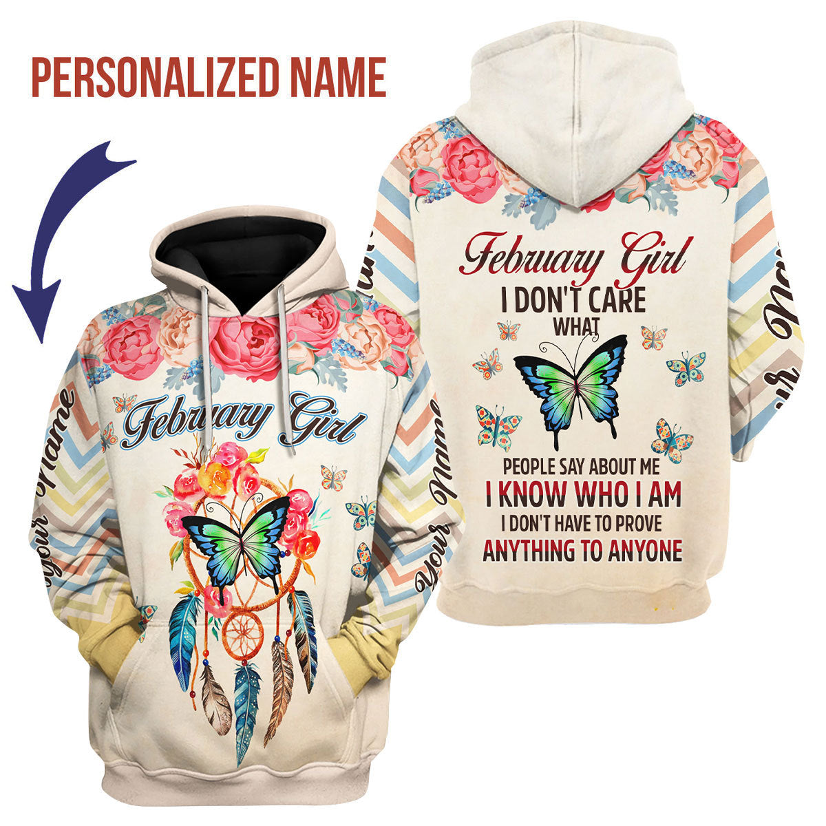 YMskins Personalized Hoodie February Girl All Over Printed