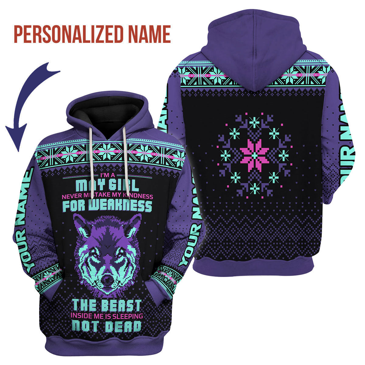 YMskins Personalized Hoodie May Girl All Over Printed