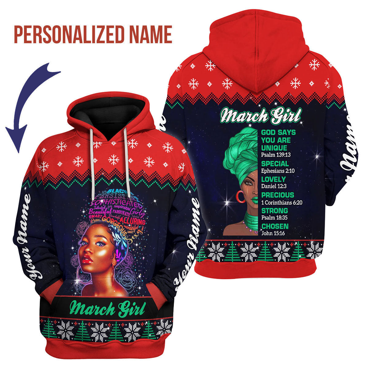 YMskins Personalized Hoodie March Girl All Over Printed