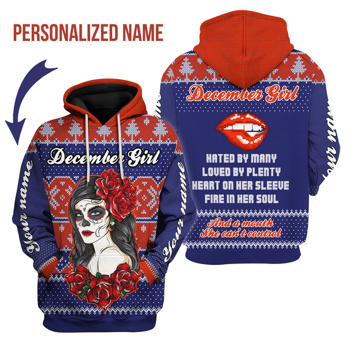 YMskins Personalized Hoodie December Girl Hated By Many Loved By Plenty All Over Printed