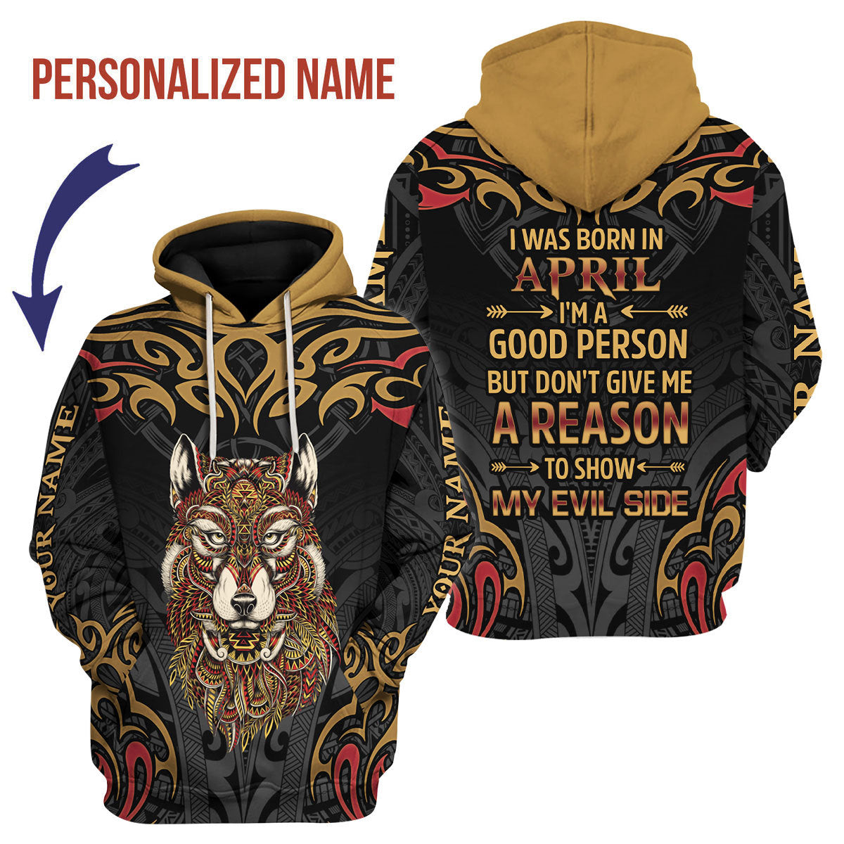 YMskins Personalized Hoodie April Guy All Over Printed