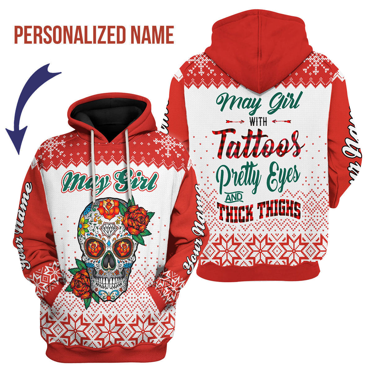 YMskins Personalized Hoodie May Girl All Over Printed