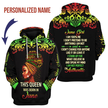 YMskins Personalized Hoodie June Girl I Am 100% Me All Over Printed