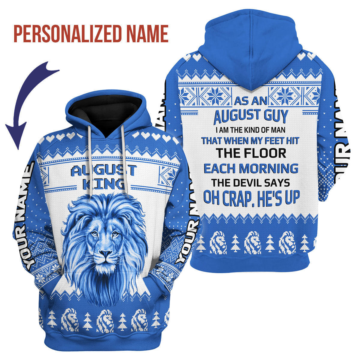 YMskins Personalized Hoodie August Guy All Over Printed