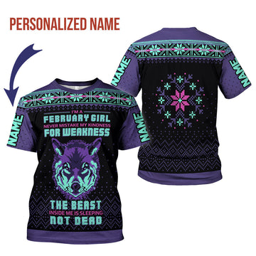 YMskins Personalized T-Shirt February Girl All Over Printed