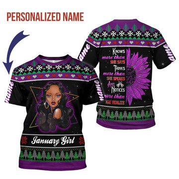YMskins Personalized T-Shirt January Girl All Over Printed