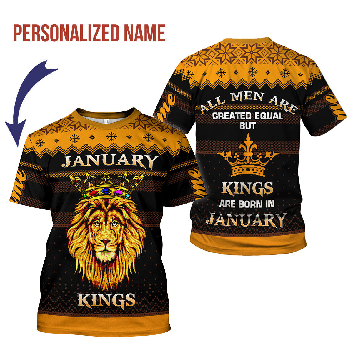 YMskins Personalized T-Shirt January Guy Kings Are Born In January All Over Printed