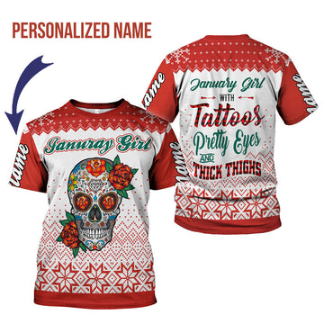 YMskins Personalized T-Shirt January Girl All Over Printed
