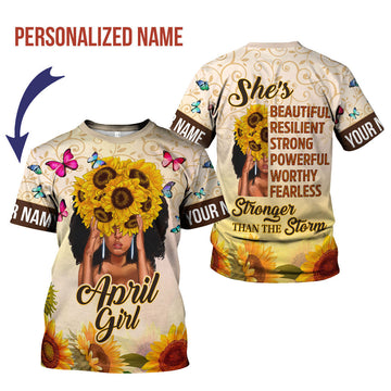 YMskins Personalized T-Shirt April Girl All Over Printed