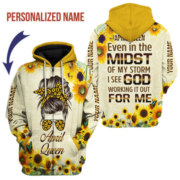 YMskins Personalized Zip Hoodie April Queen All Over Printed