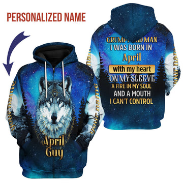 YMskins Personalized Zip Hoodie April Guy I Was Born In AprilAll Over Printed