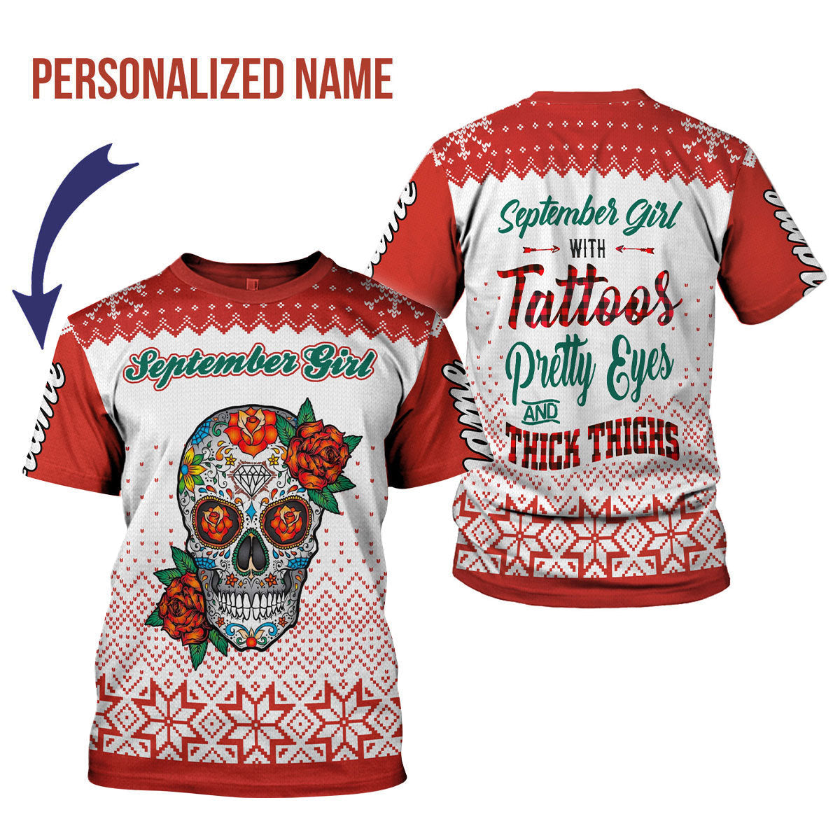 YMskins Personalized T-shirt September Girl All Over Printed