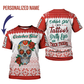 YMskins Personalized T-shirt October Girl All Over Printed
