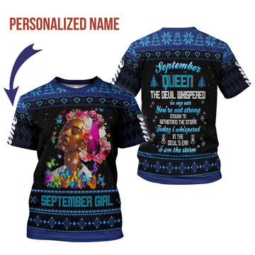 YMskins Personalized T-shirt September Girl I Am The Storm All Over Printed