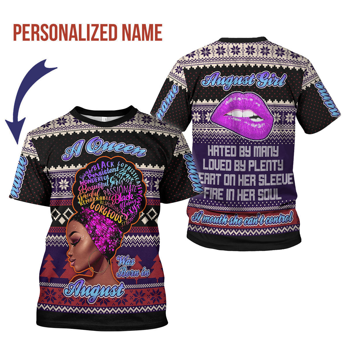 YMskins Personalized T-shirt A Queen Was Born In August All Over Printed