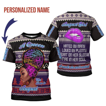 YMskins Personalized T-shirt A Queen Was Born In August All Over Printed