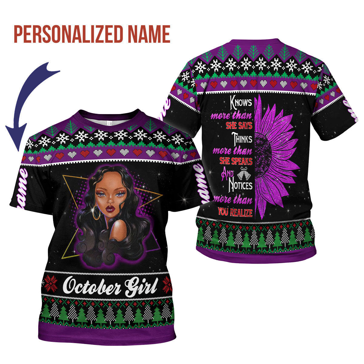 YMskins Personalized T-shirt October Girl All Over Printed