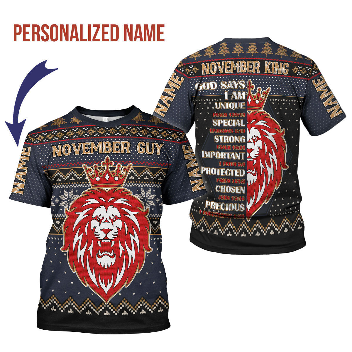 YMskins Personalized T-shirt November King All Over Printed