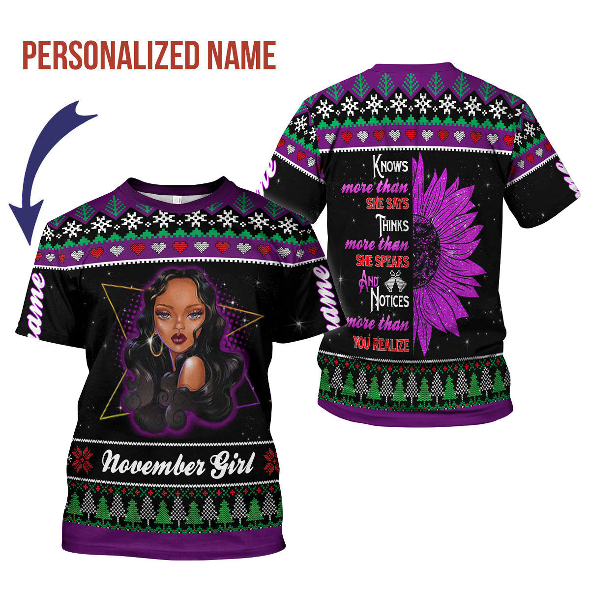 YMskins Personalized T-shirt November Girl All Over Printed