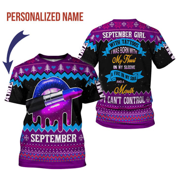 YMskins Personalized T-shirt September Girl All Over Printed