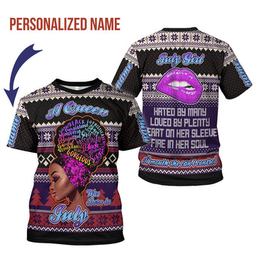 YMskins Personalized T-shirt A Queen Was Born In July All Over Printed