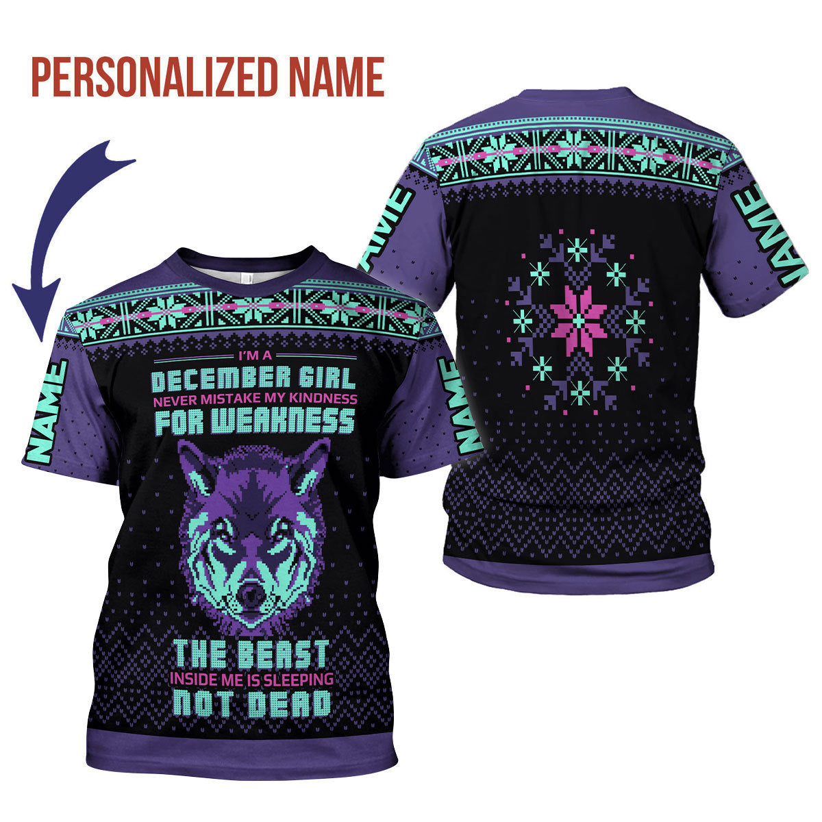 YMskins Personalized T-shirt December Girl All Over Printed