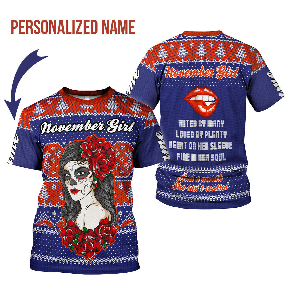YMskins Personalized T-shirt November Girl All Over Printed