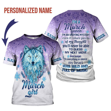 YMskins Personalized T-Shirt I'm A March Queen All Over Printed