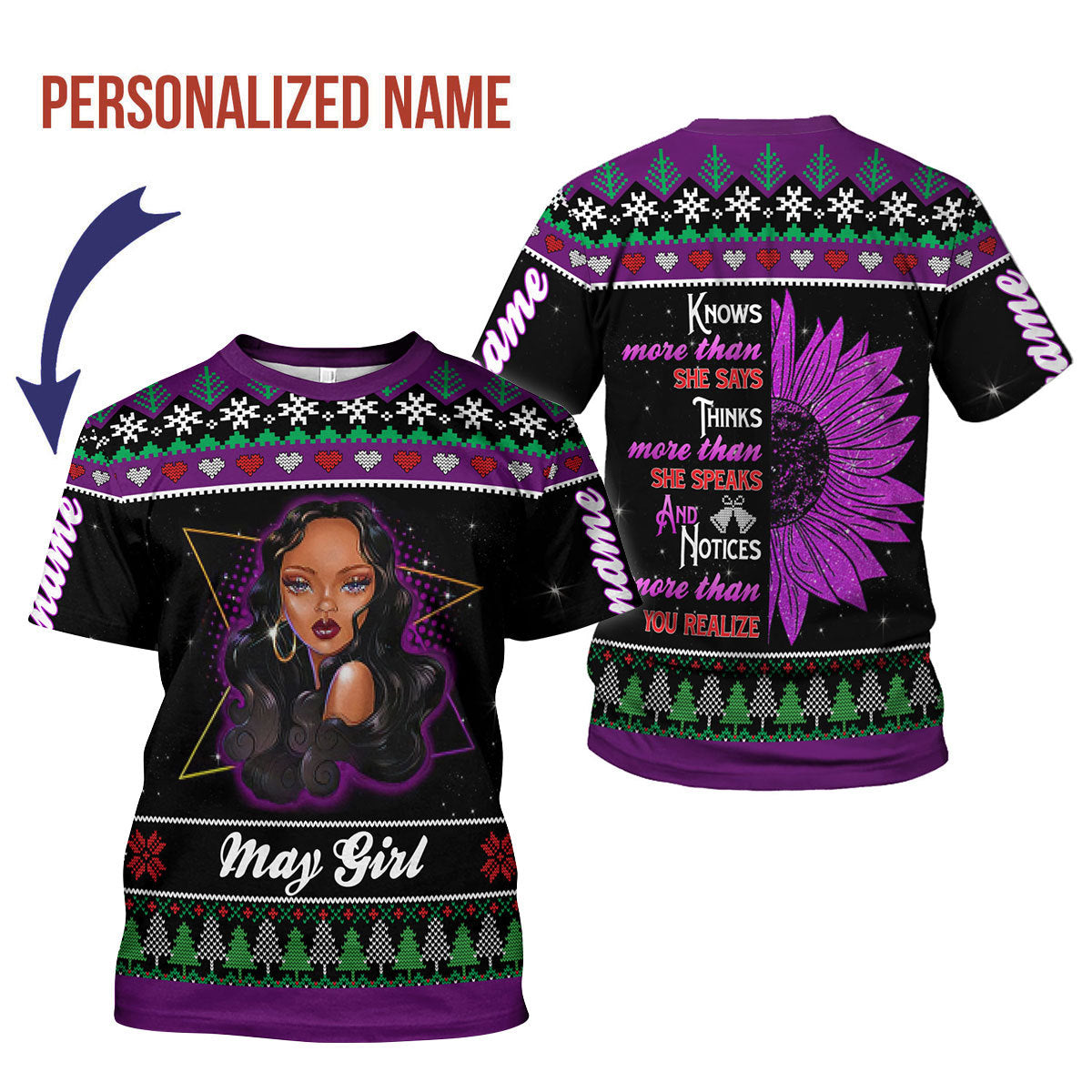 YMskins Personalized T-shirt May Girl All Over Printed